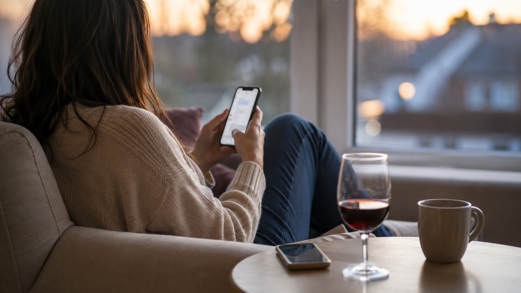 スマートフォンを見る女性のイメージ