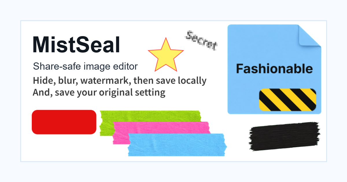 画像の一部を隠し、ロゴと透かしを追加したMistSealの編集例